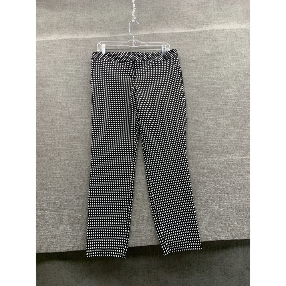 Express Columnist Ankle Pants Womens 8 Black White Gingham Stretch Flat Front